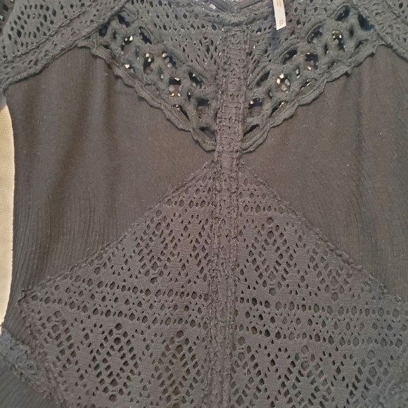 Free People Crochet Black Mini Dress XS - Picture 6 of 10